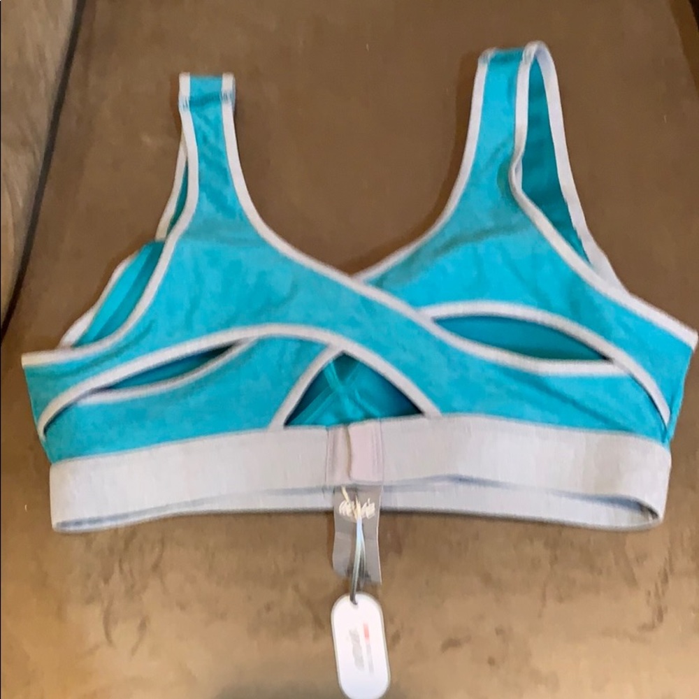 NWT Aerie sports bra, teal and gray, 34b. - Picture 2 of 5
